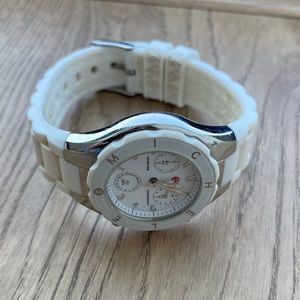 Michele White Sterling Silver Tahitian Jelly Bean Watch